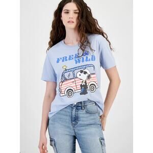 NEW Peanuts Snoopy T-Shirt XS Free & Wild Boho Patriot Graphic Top T